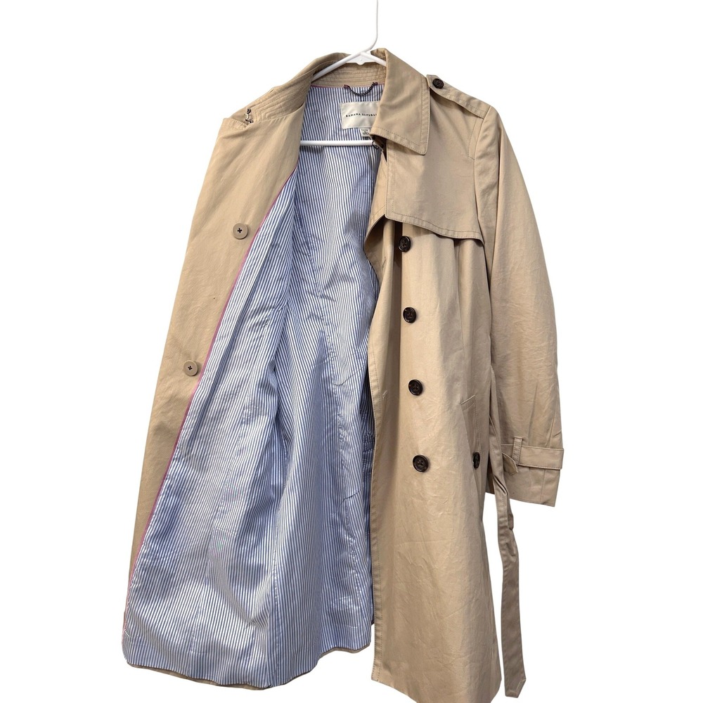 Banana Republic 2011 Khaki Trench Coat Belted Petite M Classic Preppy